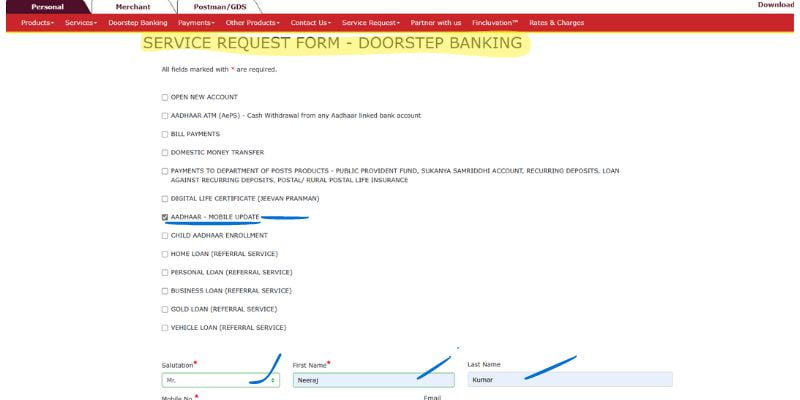 Update mobile number in Aadhar at home